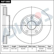 Тормозной диск ADVICS A6F188B
