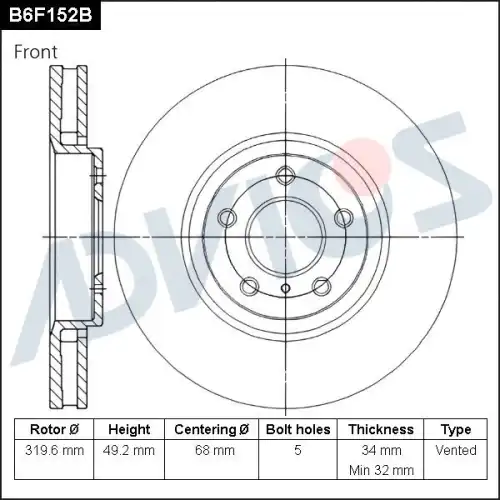 Тормозной диск ADVICS B6F152B