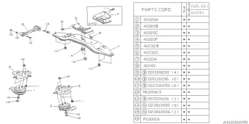 Опора двигателя 41040AA000 SUBARU