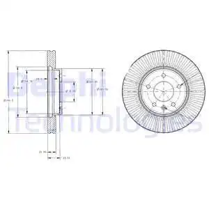 Тормозной диск DELPHI BG4092C вентилируемый , передняя ось