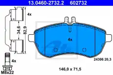 Тормозные колодки дисковые ATE 13.0460-2732.2