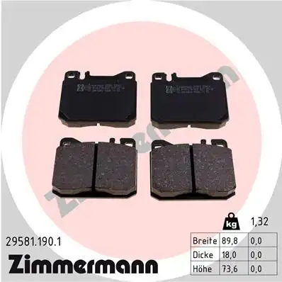 Тормозные колодки дисковые ZIMMERMANN 29581.190.1
