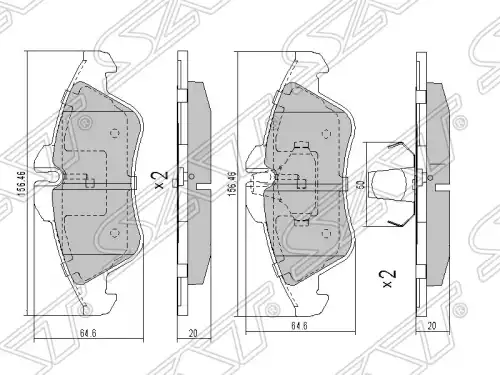 Тормозные колодки дисковые SAT ST-2D0698151