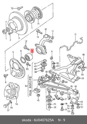6U0407625A ПОДШИПНИК ПЕРЕДНЕЙ СТУПИЦЫ VAG