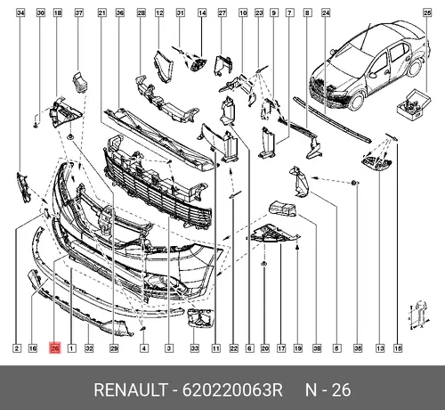 Бампер пер. 620220063R RENAULT