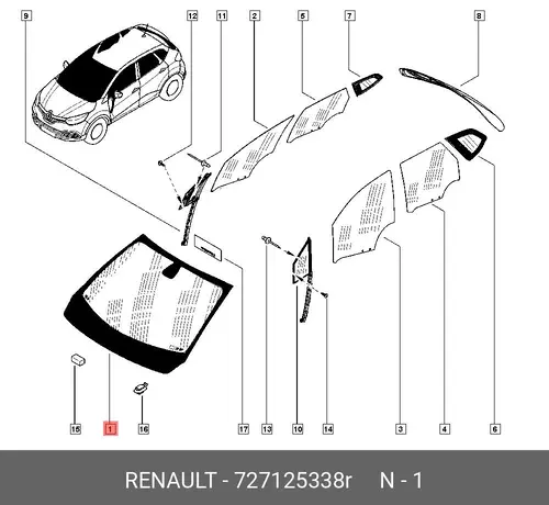 СТЕКЛО ЛОБОВОЕ 727125338R RENAULT