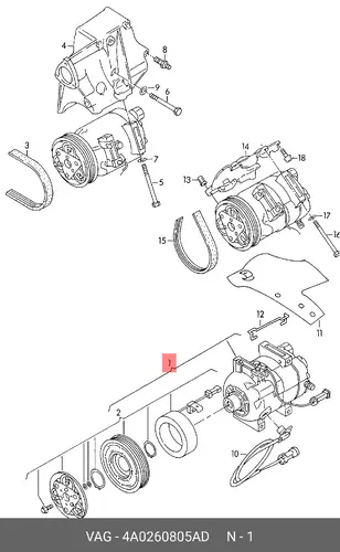 компрессор кондиционера Audi 4A0260805AD VAG