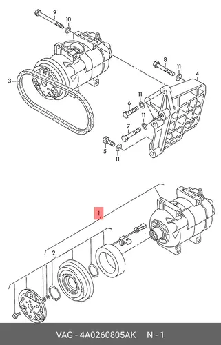 компрессор кондиционера Audi 4A0260805AK VAG