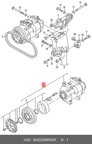 компрессор кондиционера Audi 8A0260805AF VAG