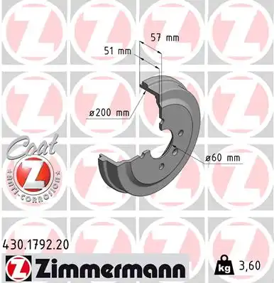 Тормозной барабан ZIMMERMANN 430.1792.20