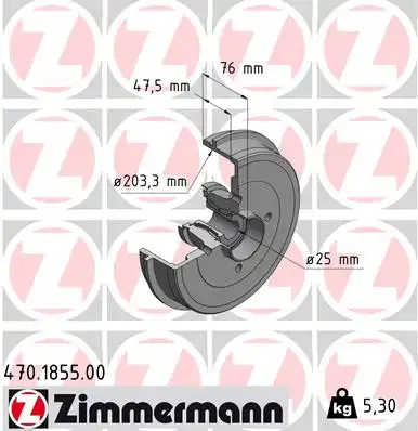Тормозной барабан ZIMMERMANN 470.1855.00