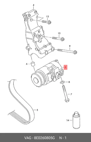 компрессор кондиционера Audi 8E0260805G VAG