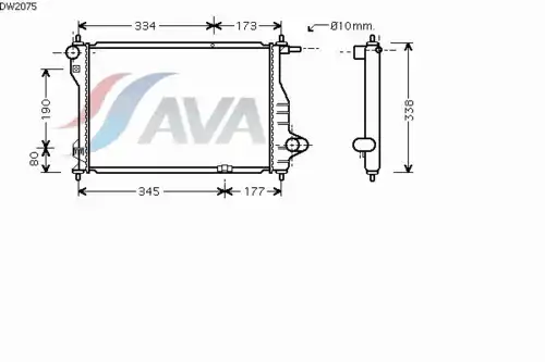 Радиатор системы охлаждения двигателя AVA DW2075