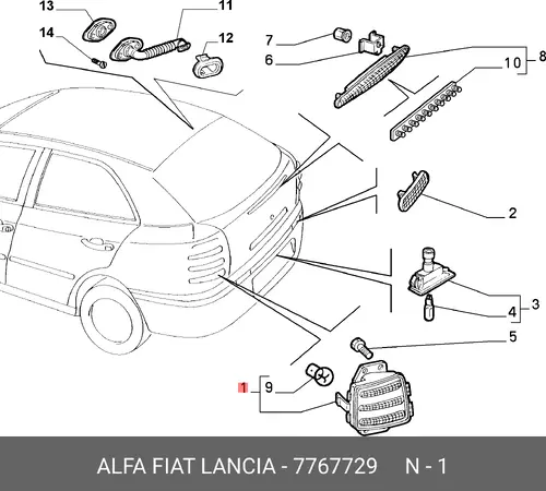 Фонарь задний ALFA ROMEO 7767729