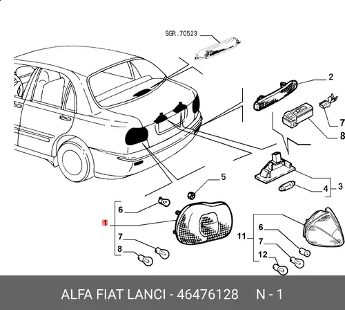 Фонарь задний ALFA ROMEO 46476128