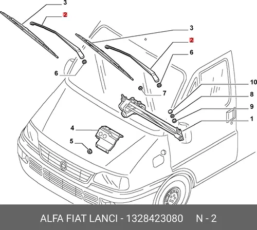 РЫЧАГ СТЕКЛООЧИСТИТЕЛЯ Л/П 1328423080 ALFA ROMEO