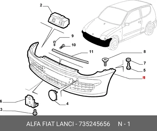 БАМПЕР ПЕРЕДНИЙ 735245656 LANCIA