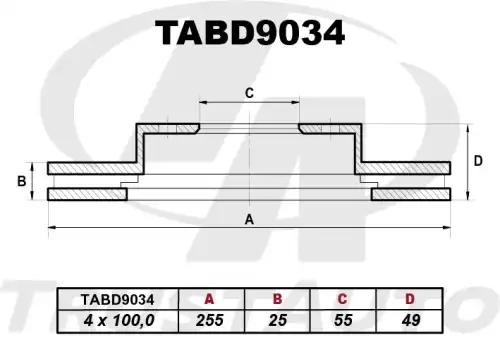 Тормозной диск TRUSTAUTO TABD9034