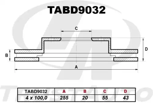 Тормозной диск TRUSTAUTO TABD9032
