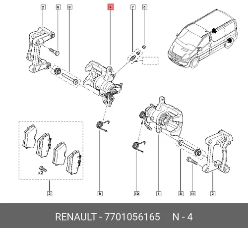 Суппорт тормозной RENAULT 77 01 056 165