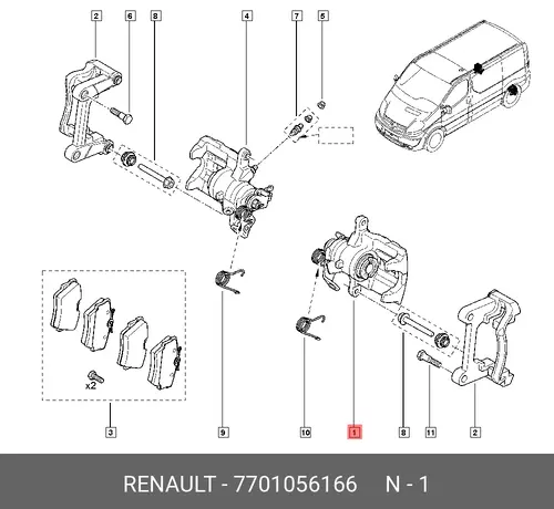 Суппорт тормозной RENAULT 77 01 056 166