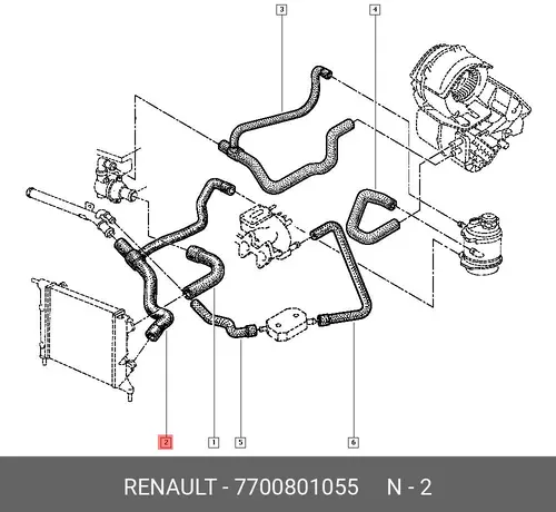 патрубок радиатора Ren 7700801055 RENAULT