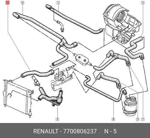 патрубок радиатора Ren 7700806237 RENAULT