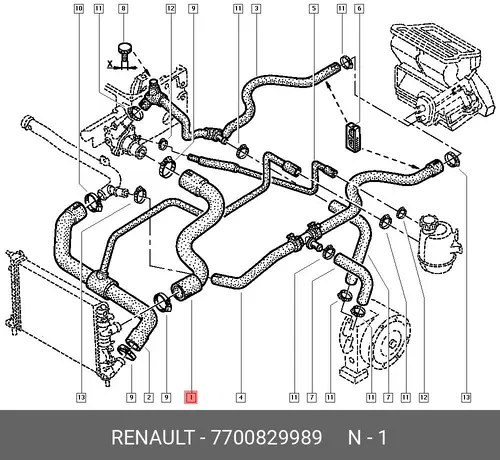 патрубок радиатора Ren 7700829989 RENAULT