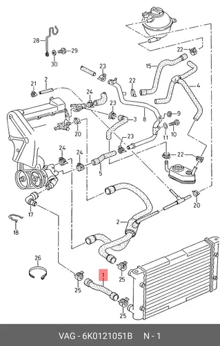 патрубок радиатора SEAT 6K0121051B VAG