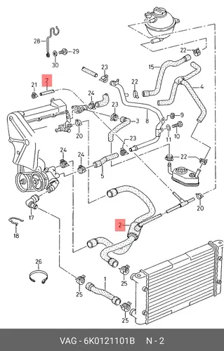 патрубок радиатора VW 6K0121101B VAG