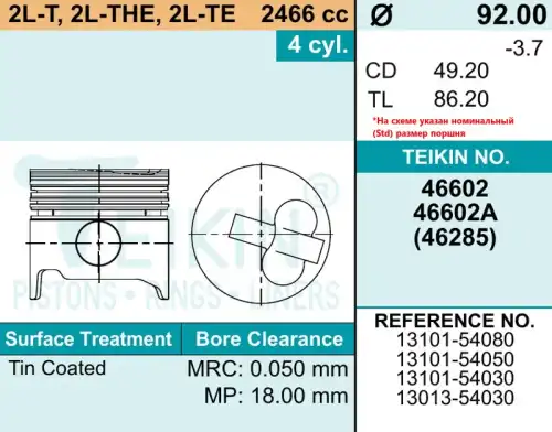 Поршень TEIKIN 1шт 46602