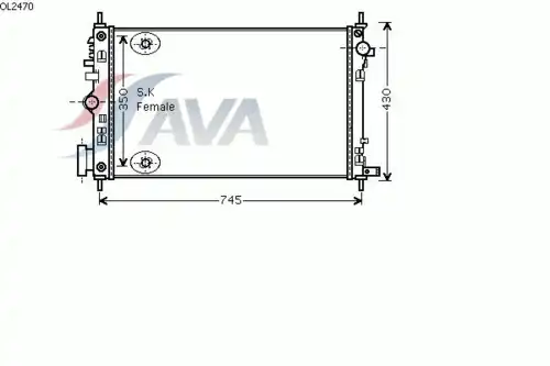 Радиатор системы охлаждения двигателя AVA OL2470