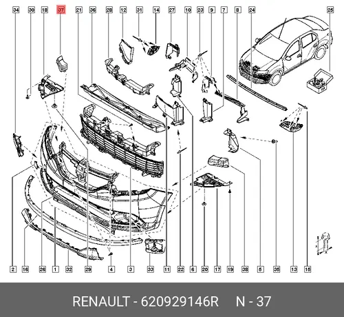 Абсорбер-усилитель бампера RENAULT 620929146R