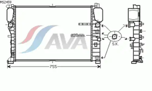 Радиатор системы охлаждения двигателя AVA MS2459