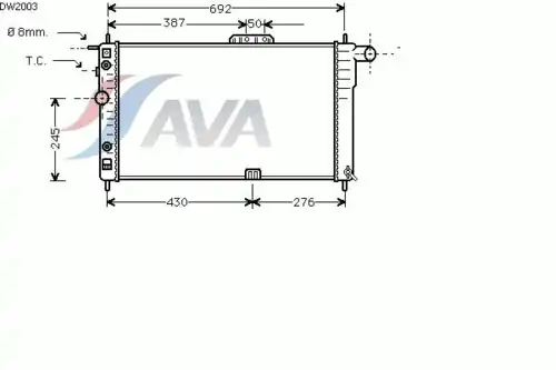 Радиатор системы охлаждения двигателя AVA DW2003