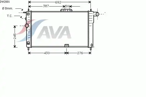 Радиатор системы охлаждения двигателя AVA DW2001