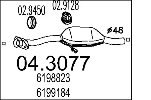 катализатор глушителя Ford 04.3077 MTS