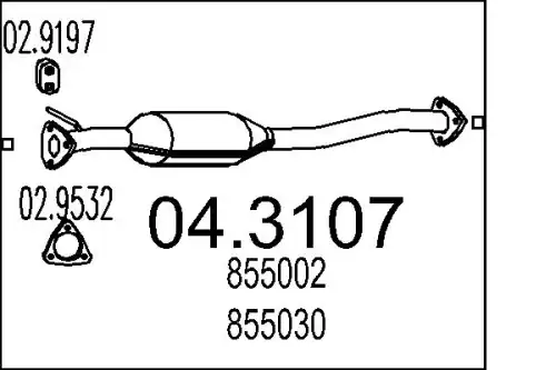 катализатор глушителя Opel 04.3107 MTS