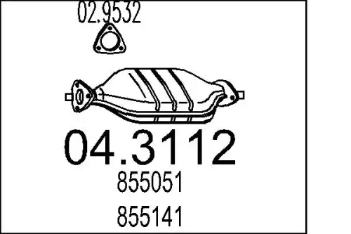 катализатор глушителя Opel 04.3112 MTS