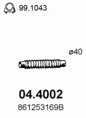 Гофра глушителя ASSO 04.4002 L= d=