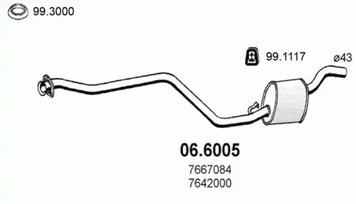 глушитель средняя часть Lanc 06.6005 ASSO
