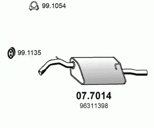 глушитель задняя часть Daew 07.7014 ASSO