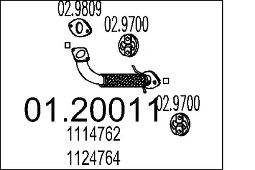 труба глушителя приемная Ford 01.20011 MTS