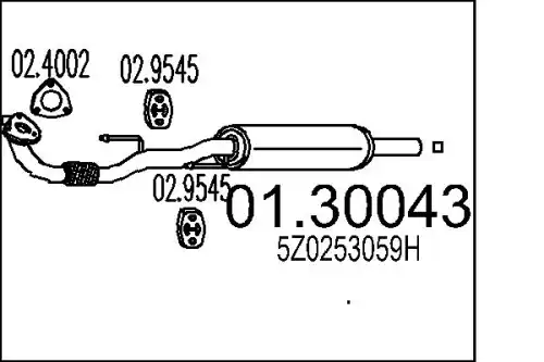 глушитель задняя часть VW 01.30043 MTS