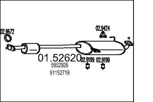 глушитель средняя часть Opel 01.52620 MTS