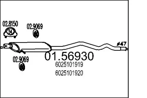 глушитель средняя часть Ren 01.56930 MTS