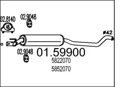 глушитель средняя часть Opel 01.59900 MTS