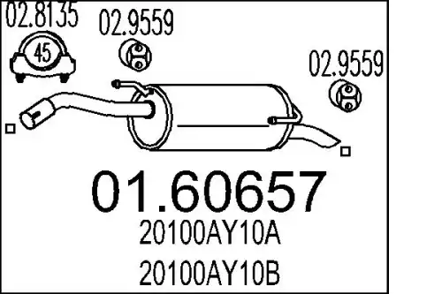 глушитель задняя часть Niss 01.60657 MTS