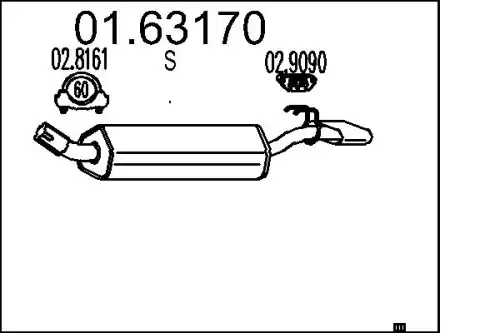 глушитель задняя часть AR 01.63170 MTS