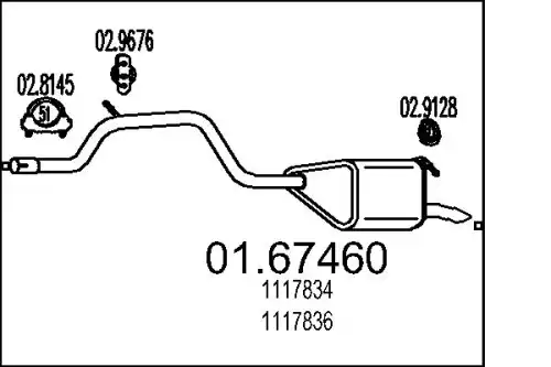 глушитель задняя часть Ford 01.67460 MTS